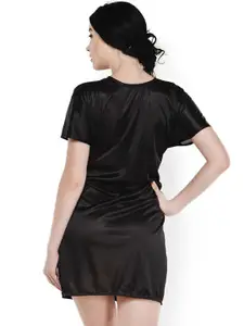 Klamotten Women Black Satin Robe XX81