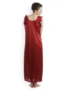 Clovia Maroon Nightdress NSM282P99O