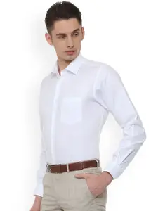 Van Heusen Men White Regular Fit Self Design Formal Shirt
