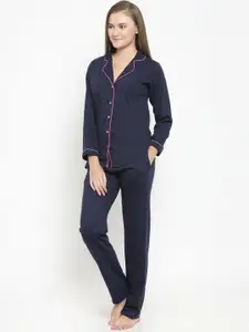 Claura Women Navy Blue Night suit