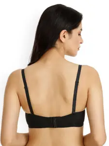 Zivame Black & Black Solid Underwired Lightly Padded Balconette Bra ZI1133COREBLACK