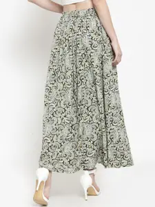 Sera Women Green Printed Flared Skirt