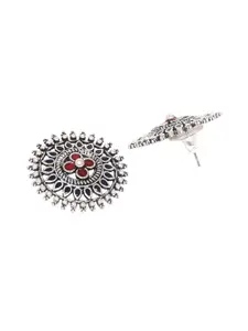 Voylla Silver-Plated & Red Oxidised Circular Studs