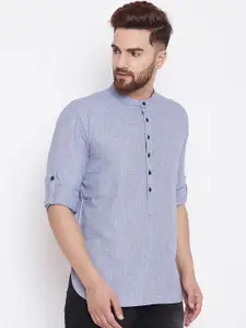 even Men Blue Woven Design Straight Kurta
