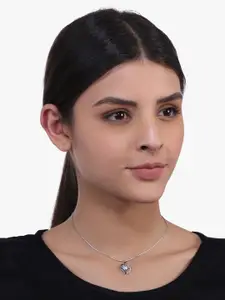 Peora Silver-Plated Letter B Heart Pendant Necklace