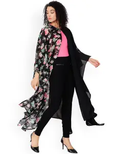 SCORPIUS Black Printed Open Front Shrug