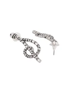 Voylla Silver-Plated & Black Oxidised Quirky Drop Earrings