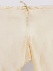 NAMASKAR Men Orange & White Solid Kurta with Churidar