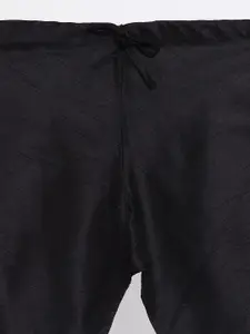 NAMASKAR Men Maroon & Black Solid Kurta with Churidar