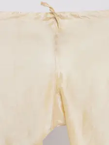 NAMASKAR Men Red & Beige Solid Kurta with Churidar