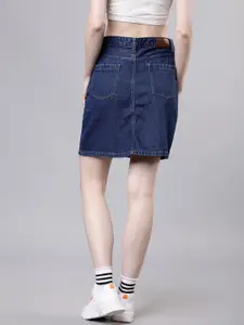 Tokyo Talkies Women Blue Slim Fit Denim Denim Straight Skirt