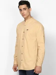Urbano Fashion Men Khaki Slim Fit Solid Casual Shirt
