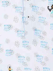 Allen Solly Junior Boys White Printed Polo Collar Pure Cotton T-shirt