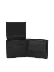 Eske Men Black Solid Two Fold Leather Wallet