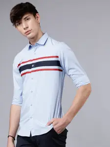 HIGHLANDER Men Blue Slim Fit Striped Casual Shirt