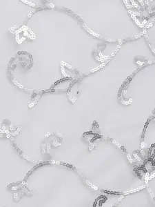 Style Quotient Women White & Silver-Toned Embellished Scarf