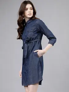 Tokyo Talkies Navy Blue Denim Shirt Dress