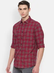 Allen Solly Men Red & Grey Checked Slim Fit Casual Shirt