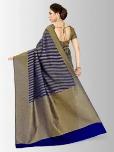 MIMOSA Navy Blue & Gold-Coloured Art Silk Woven Design Patola Saree