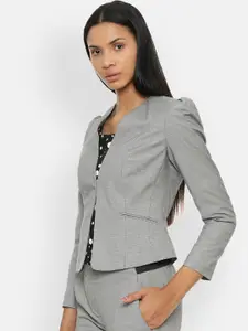 Van Heusen Woman Grey Self-Design Front Open Blazer
