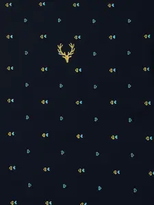 Allen Solly Junior Boys Navy Blue Printed Polo Collar Pure Cotton T-shirt