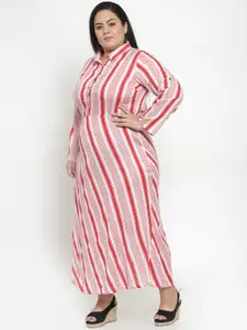 plusS Women Off-White Striped Shirt Dress