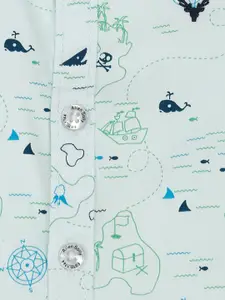 Allen Solly Junior Boys Green & Blue Printed Regular Fit Casual Shirt