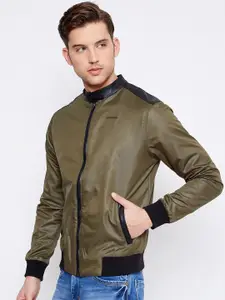 JUMP USA Men Olive Green Solid Windcheater Puffer Jacket