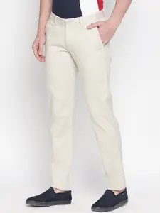 GIORDANO Men Beige Smart Slim Fit Solid Regular Trousers