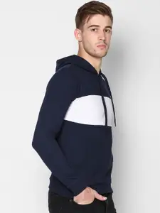 Urbano Fashion Men Striped Slim Fit Hooded Sweatshirt