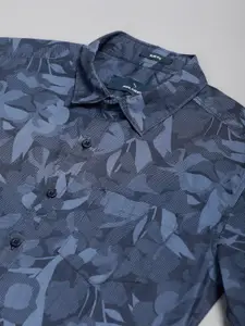 HIGHLANDER Men Navy Blue Slim Fit Printed Casual Shirt