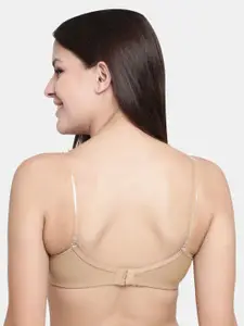 Floret Set Of 2 Maroon & Nude-Coloured Solid Non-Wired Lightly Padded T-shirt Bra