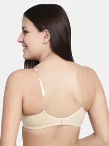 Floret Beige & Nude-Coloured Solid Non-Wired Lightly Padded T-shirt Bra F20560