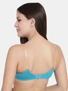 Floret White & Blue Solid Non-Wired Lightly Padded T-shirt Bra F20560