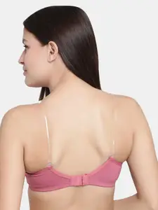 Floret Grey Melange & Pink Solid Non-Wired Lightly Padded T-shirt Bra F20560