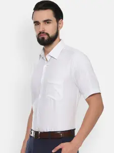 Van Heusen Men White Checked Regular Fit Formal Shirt