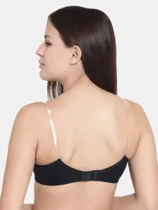 Floret Pink & Black Solid Non-Wired Lightly Padded T-shirt Bra F20560