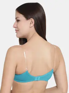 Floret Pack of 2 Blue Solid Non-Wired Lightly Padded T-shirt Bras