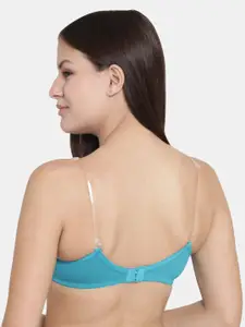 Floret Beige & Blue Solid Non-Wired Lightly Padded T-shirt Bra F20560