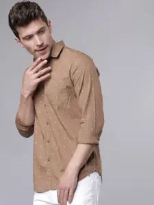HIGHLANDER Men Brown Manhattan Slim Fit Printed Casual Shirt