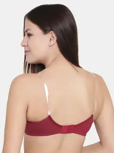 Floret Pink & Maroon Solid Non-Wired Lightly Padded T-shirt Bras F20560
