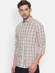 Van Heusen Sport Men Beige Slim Fit Checked Casual Shirt