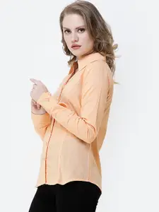 SCORPIUS Women Orange Slim Fit Solid Casual Shirt