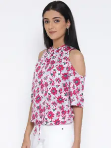 Sera Women Off-White & Pink Printed Top