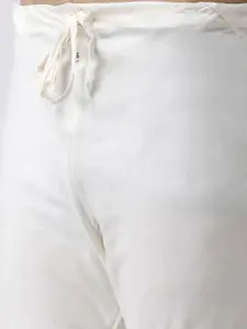 KISAH Men White & Yellow Printed Kurta Set