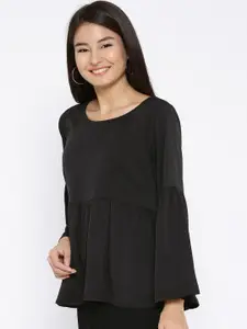 Sera Women Black Solid Peplum Top
