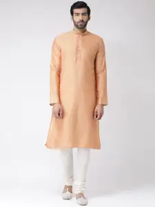 KISAH Men Rust & Off-White Printed Kurta Set