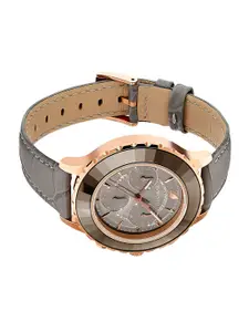 SWAROVSKI Women Rose-Gold Toned Octea Lux Chrono Leather Strap Watch 5452495