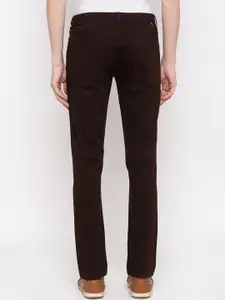 SPYKAR Men Brown Slim Fit Solid Regular Trousers