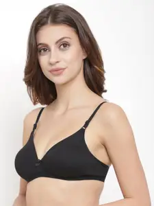 Floret Pack of 2 Black Solid Non-Wired Non Padded T-shirt Bras T3058